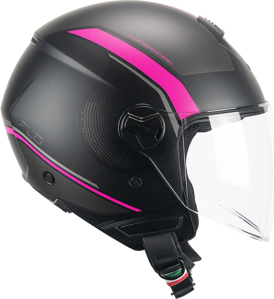 Jet Helm CGM 167M FLO Dot Matt Fluo Black Fuchsia Langes Visier größe L