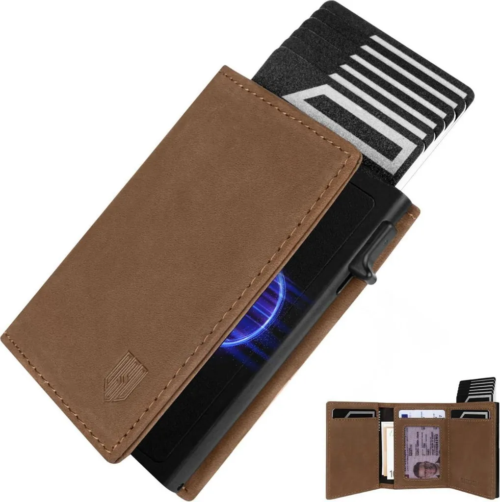 Portefeuille RFID Homme MagSnap Slim Wallet en Cuir Marron Élégant