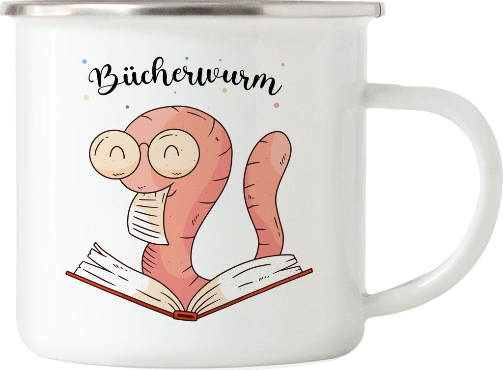 Bücherwurm Tasse schwarz Bücher lesen Buch lustiges Motiv Lesen macht Spaß Buch Buchliebe Buchliebhaber