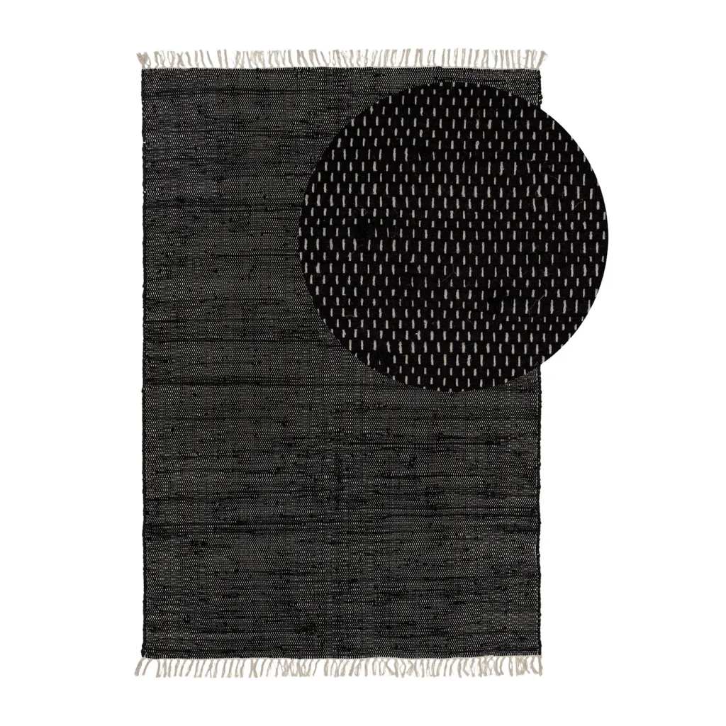 Tapis éco-responsable noir 120x170 cm Tom style scandinave Benuta ras