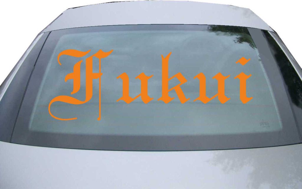 Indigos UG - Aufkleber Heckscheibe & Motorklappe DE6813 - orange - 600x208 mm - Fukuni - Auto Scheiben Fenster Heckklappe Tuning Racing JDM - Die cut
