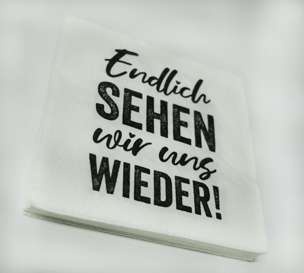 20x Servietten: Endlich sehen wir uns wieder! 3-lagig 33x33cm; Tischdeko Party