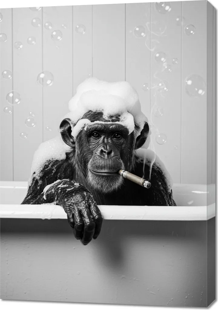 Poster Chimpanzés rétro vintage 70x100 cm - Décoration murale originale
