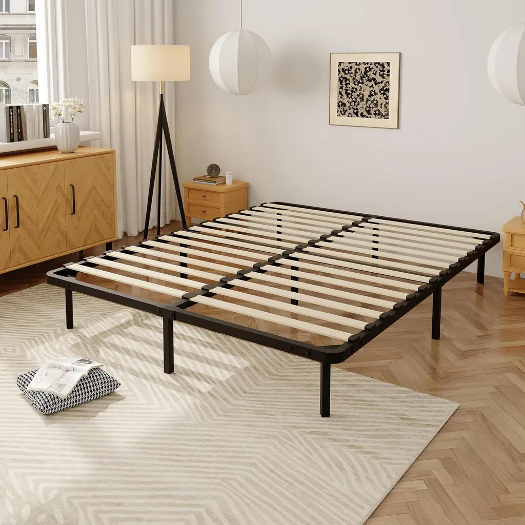 Stanew Sommier 140x190cm avec 2x14 Lattes et 9 Pieds Inclus Lit Robuste