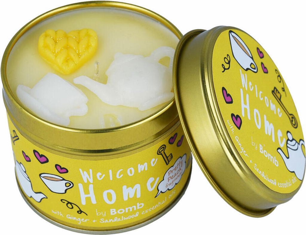 Bomb Cosmetics Duftkerze Scent Stories in Dose Welcome Home, Dosenkerze, Gelb, PWELHOM04