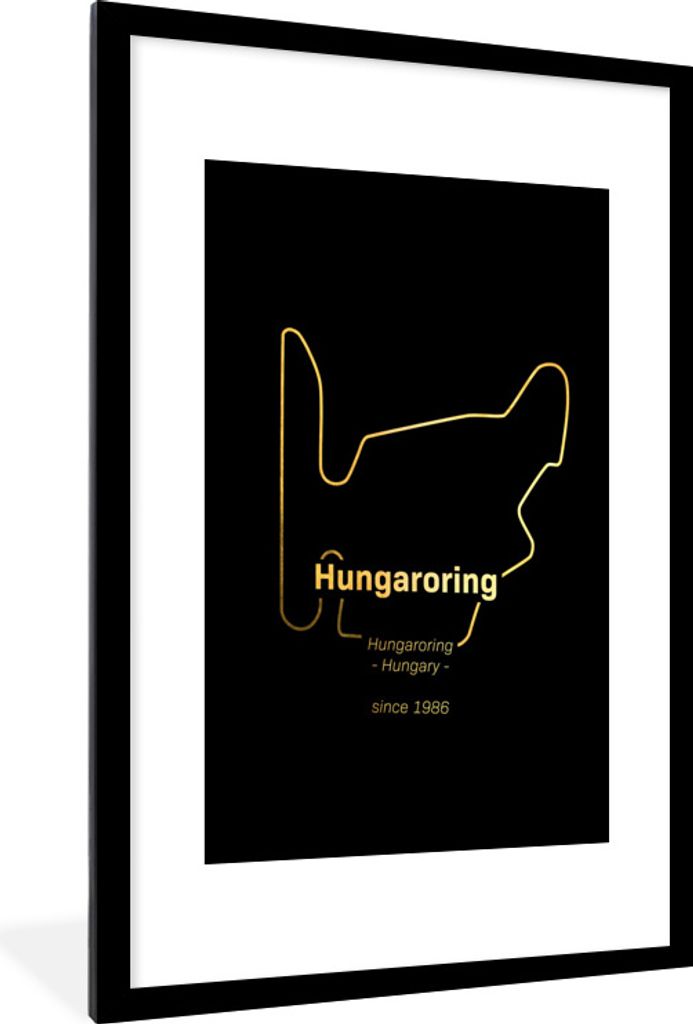 MuchoWow Gerahmtes Poster Ungarn - F1 - Rennstrecke 60x90 cm - Poster mit Schwarzem Bilderrahmen Wandposter Rahmen Foto Bilder - Dekoration - Wan...