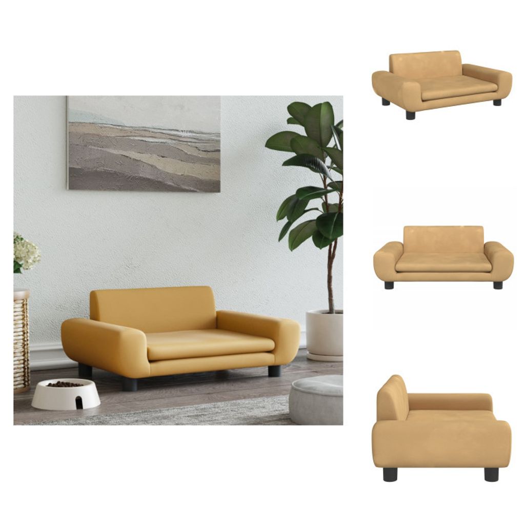 vidaXL Hundebett Braun 70x45x33 cm Samt - Hundebetten