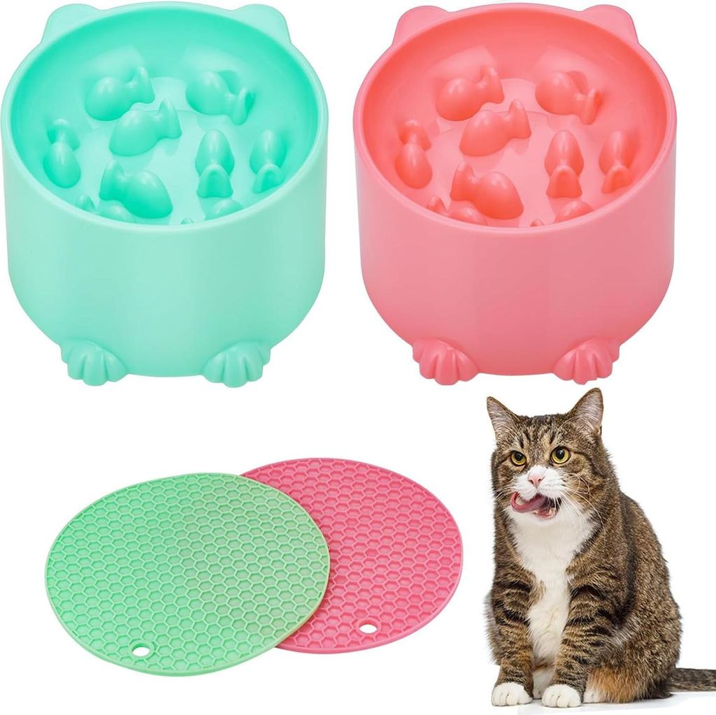 Anti-Schock Futterstation für Hunde und Katzen - 2 Stück - Mit Antirutschmatte