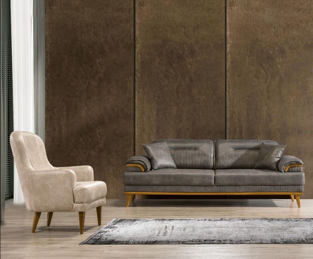 Moderne Wohnzimmer Stoffsofas Exklusive Couchgarnitur 3+1 Produktbild 