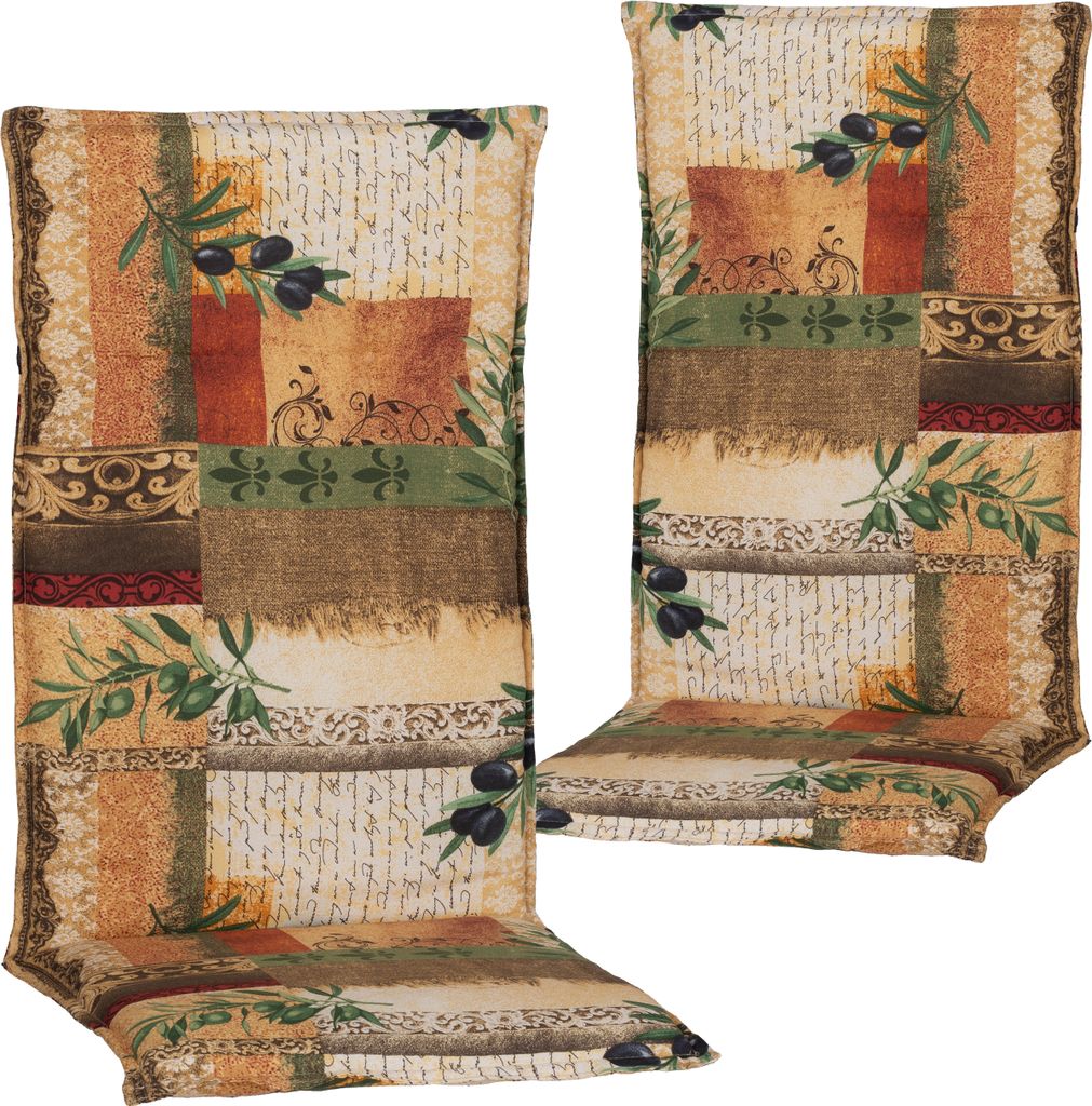NYVI Hochlehner Auflagen Rio 120x48 cm 2er Set - Antique - Gartenstuhl Sitzauflage mit 5 cm Sitzpolster - Bequem, Robust, Pflegeleicht