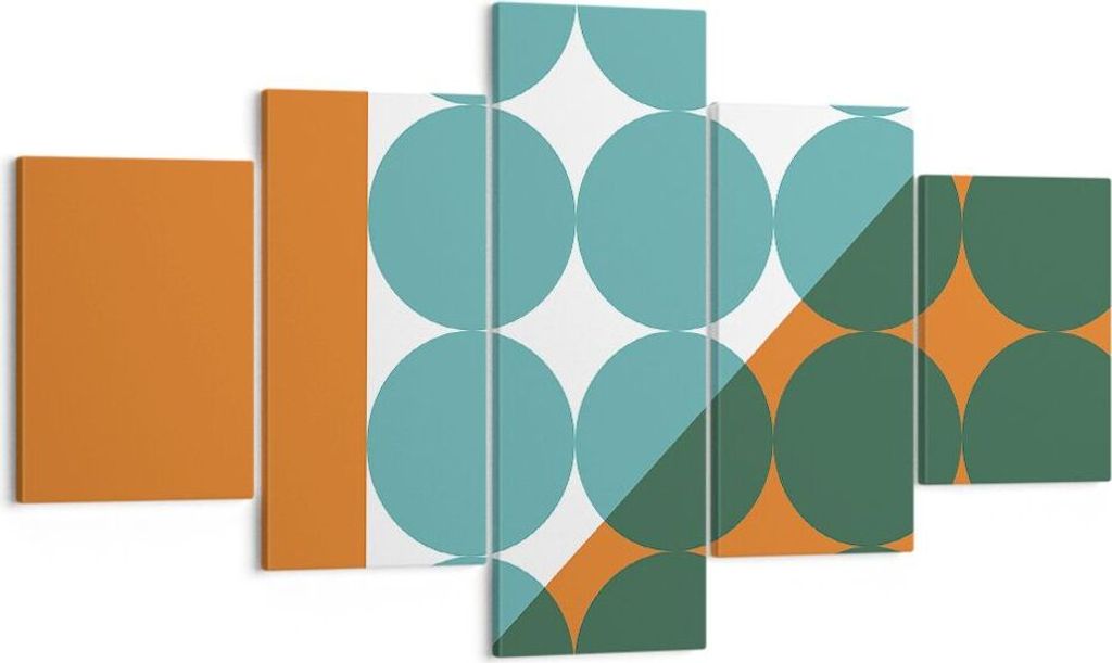 Bild auf Leinwand - Leinwandbild - 5 Teile - Koliken Türkis Orange - 125x70cm - Wand Bild - Wanddeko - Wandbilder - Leinwanddruck - Bilder - Wandd...