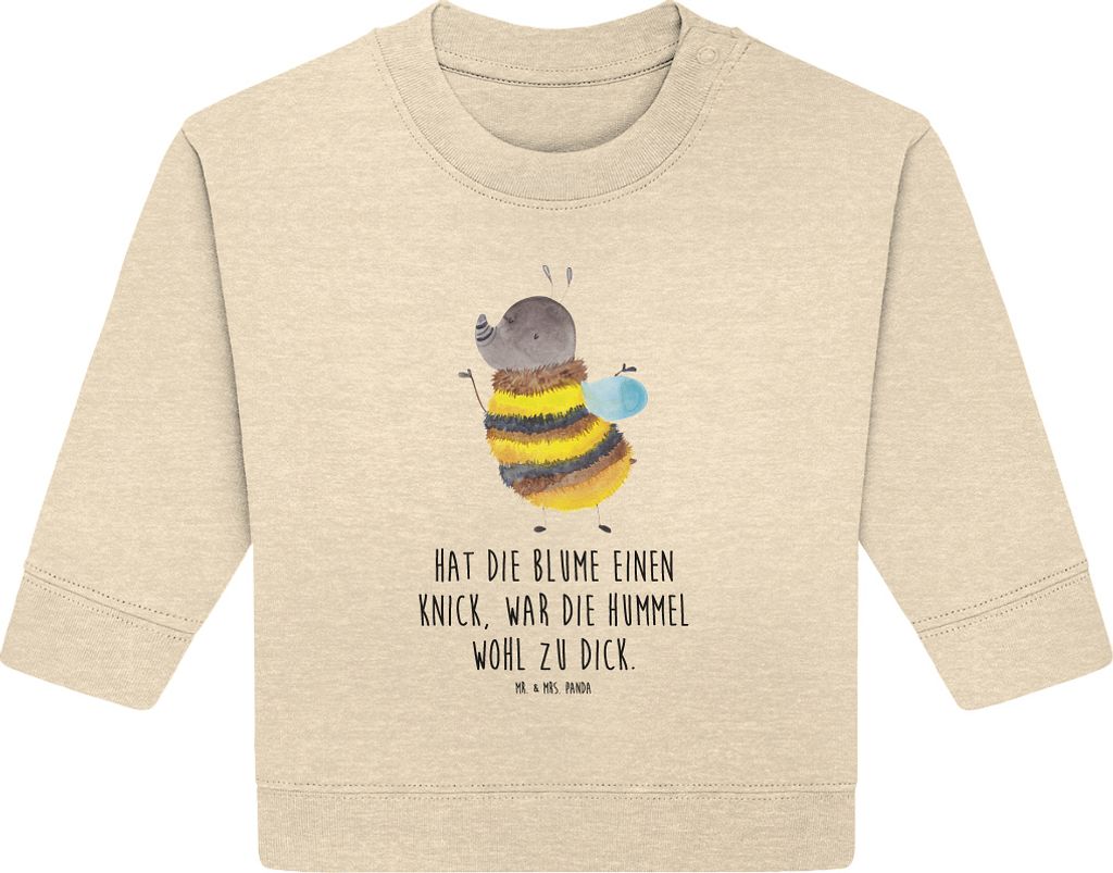 Mr. & Mrs. Panda Organic Baby Pullover Hummel flauschig 6. - 12. Monat - Natural Raw - Geschenk, Blume, Natur, Lustige Sprüche, Bullover, Biene