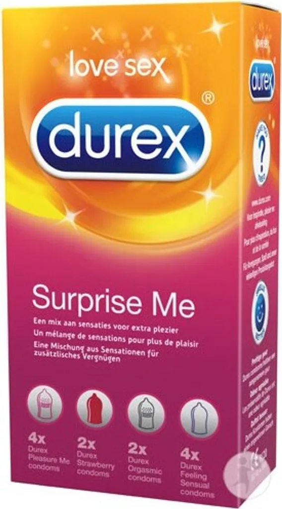Durex - CONDOOM SORPRESA 12 pezzi, misura: OS