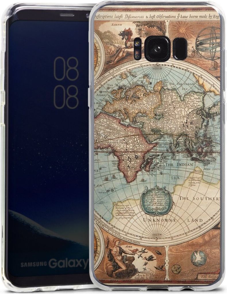 DeinDesign Handyhülle für Samsung Galaxy S8 Plus Silikon Hülle Case Smartphone Schutzhülle Landkarte Vintage Weltkarte