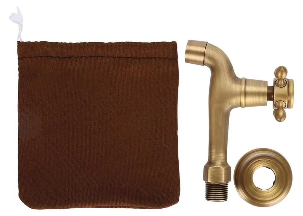 Nástěnná vintage baterie z masivní mosazi, s jedním výtokem Obrázek produktu 