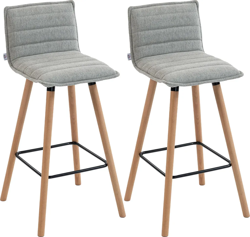 Tabourets de Cuisine Hauts Gris et Bois de Hêtre 76,5 cm par Lot de 2