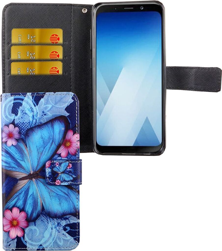 Handyhülle Tasche für Handy Samsung Galaxy A8 2018 Blauer Schmetterling