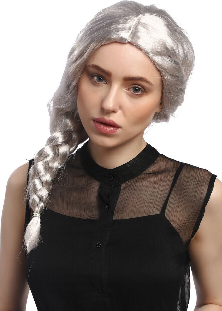 WIG ME UP Perücke Silber Grau Zopf Geflochten 08050A-P309 Produktbild 