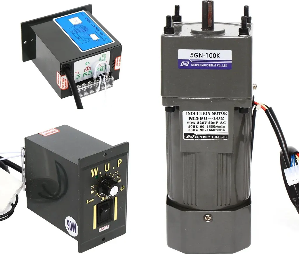 Motoréducteur 90W à Couple Élevé 24Nm IE4 avec Variateur 208-240V AC