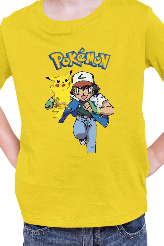 Kinder T-Shirt Japan Manga Anime Comics Pokemon 011, / Gelb