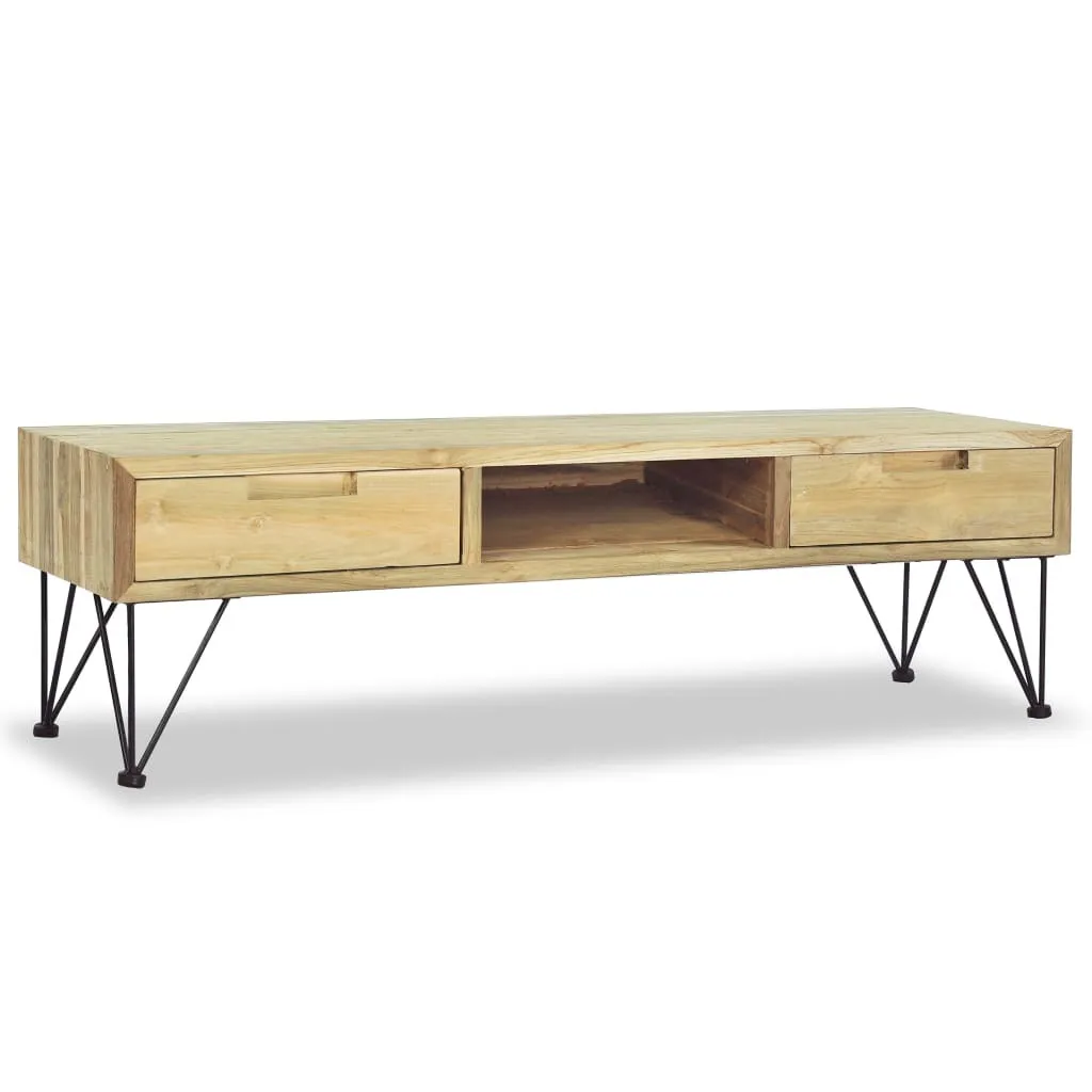 Meuble TV durable en teck massif 120x35x35 cm - Fini les meubles fragiles