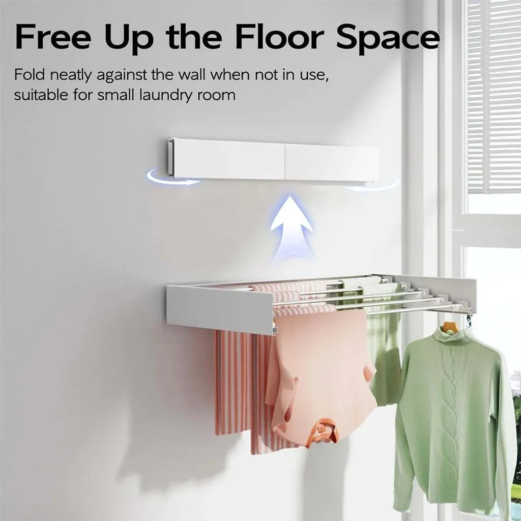 Stendino da parete per hotel/uso domestico per vestiti di convenienza, stendibiancheria per uso domestico, in acciaio inox, pieghevole, regolabile, pieghevole, salvaspazio, per uso interno ed esterno