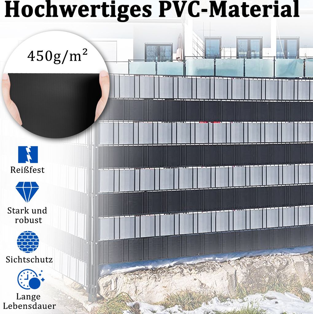 UISEBRT 35m x 19cm PVC Sichtschutzstreifen Doppelstabmatten Produktbild 12