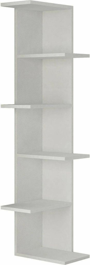 Bücherregal Dlunett, Büroregal, Mobiler Buchhalter, Bücherbrett, 37x24h141 cm, Weiß