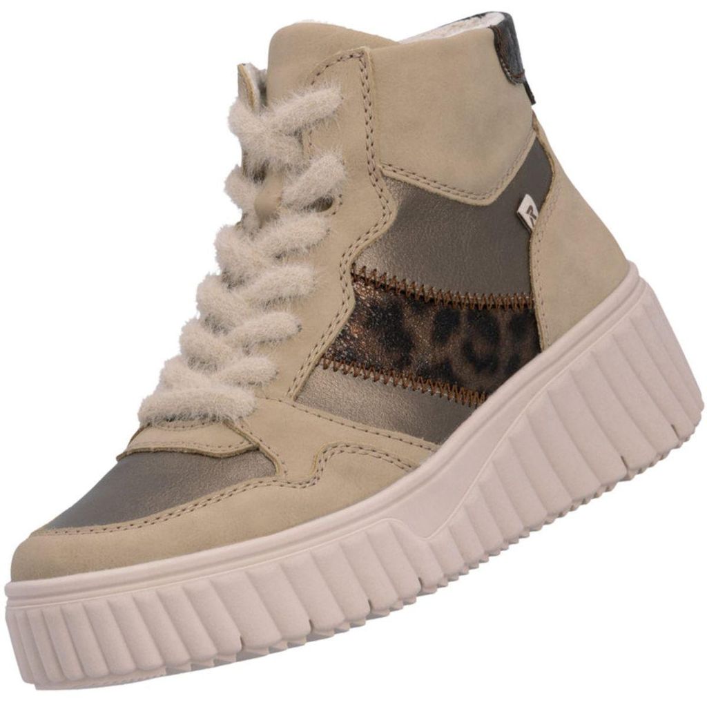 Scarpe da ginnastica alte da donna Rieker, beige/leopardo Immagine del prodotto 