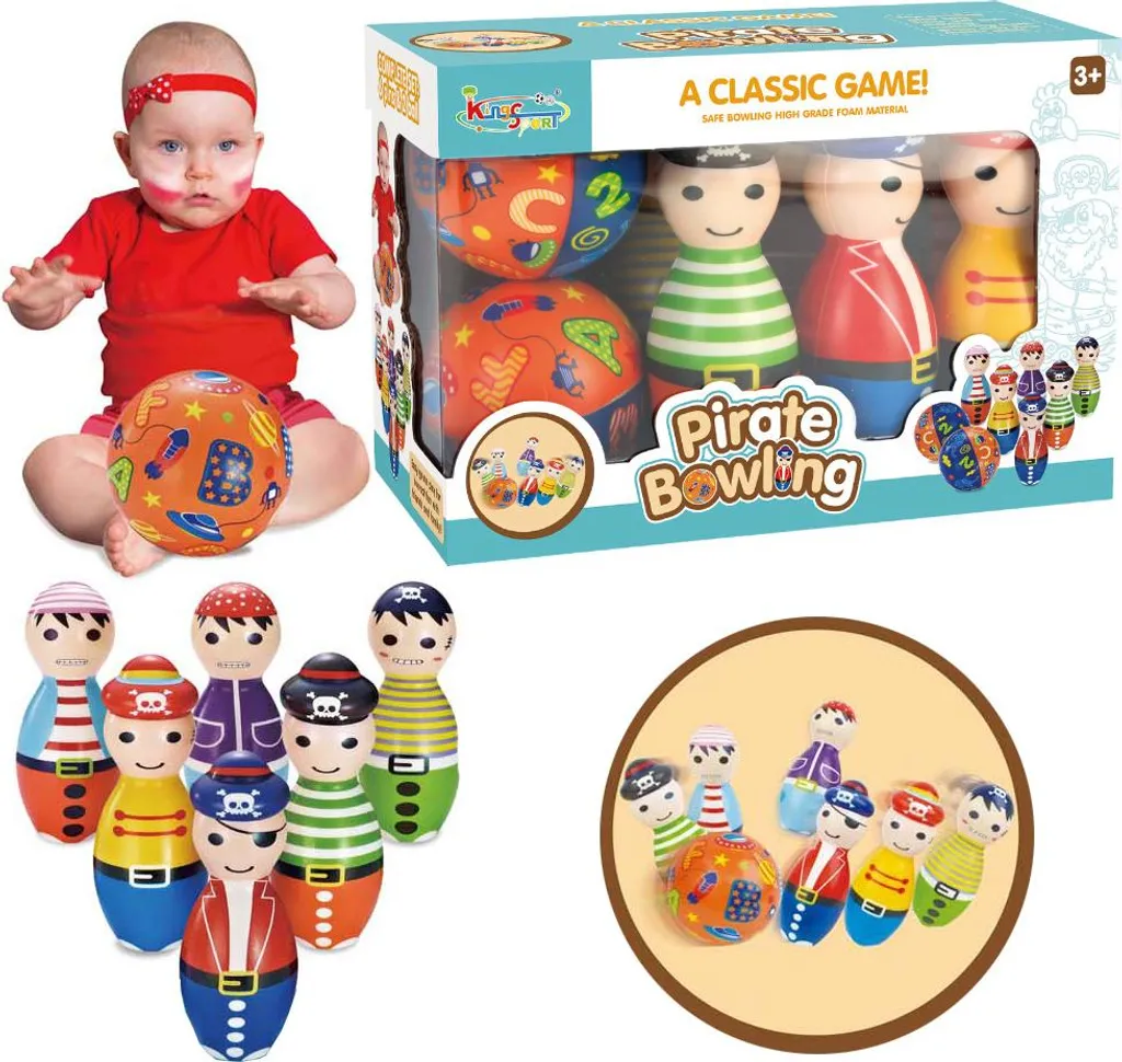 Mini bowling pirate interactif en bois et ABS - Jeu d'arcade nomade