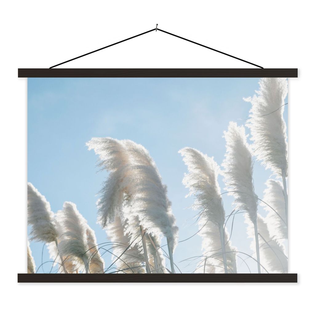 MuchoWow Textilposter Himmel - Gras - Pampasgras 150x113 cm mit schwarzem Rahmen - Wohnzimmer