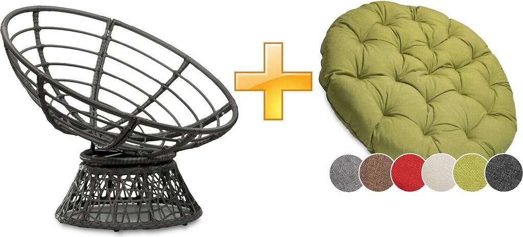 sunnypillow Papasansessel | Rattansessel mit Kissen rund Produktbild 