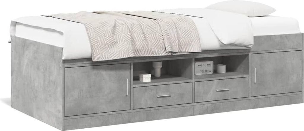 vidaXL Tagesbett mit Schubladen ohne Matratze Betongrau 90x190 cm