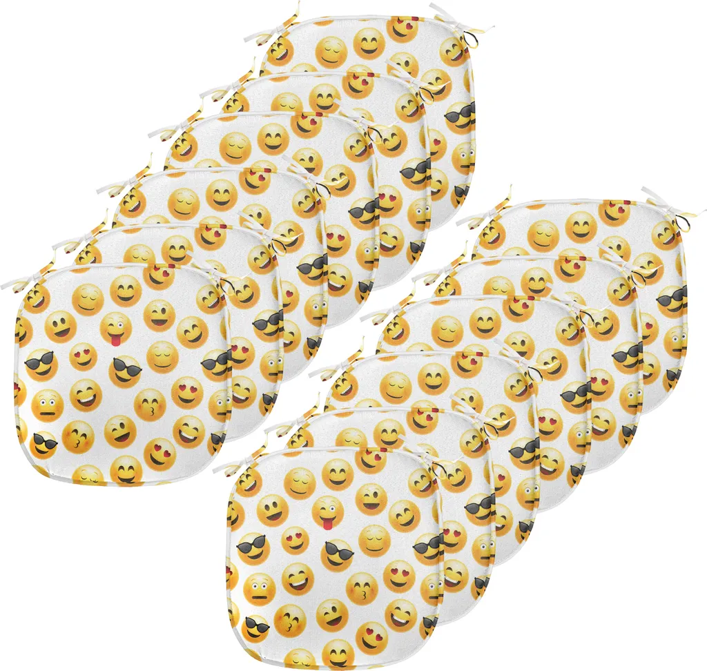 Coussin Chaise Imperméable Emoji 40x40 cm Anti-Glisse Lot de 12 Pièces