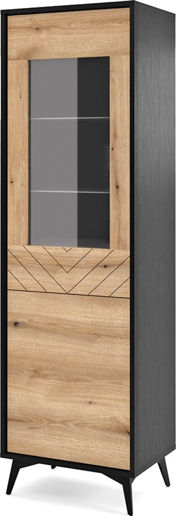 Vitrine schwarz mit Eiche DALE-160