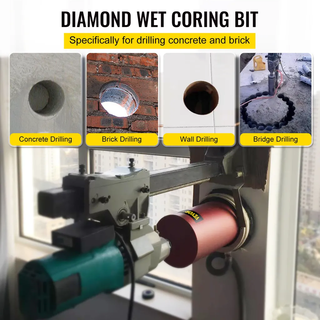 VEVOR carotatrice diamantata a secco diametro 101 mm, carotatrice diamantata lunghezza totale 400 mm, carotatrice professionale diamantata e in lega di alluminio lunghezza di lavoro 355 mm, carotatrice e trapano manuale - 2