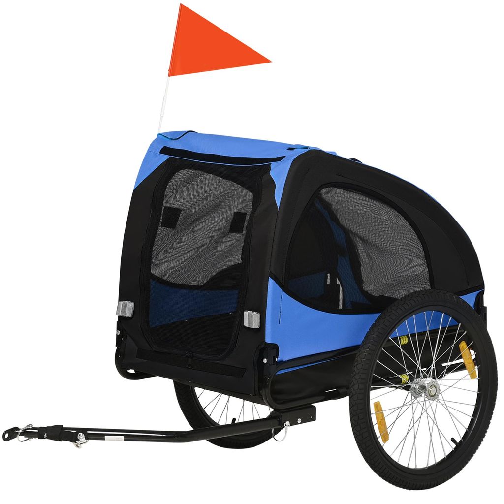 PawHut, inklapbare fietskar voor honden, staal, blauw Productafbeelding 