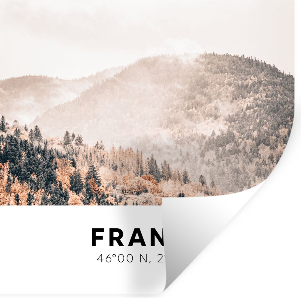 MuchoWow Wandtattoo Wandsticker Wandaufkleber Frankreich - Bäume - Nebel 80x80 cm Selbstklebend und Repositionierbar - Wierderverwendbar - Selbs...