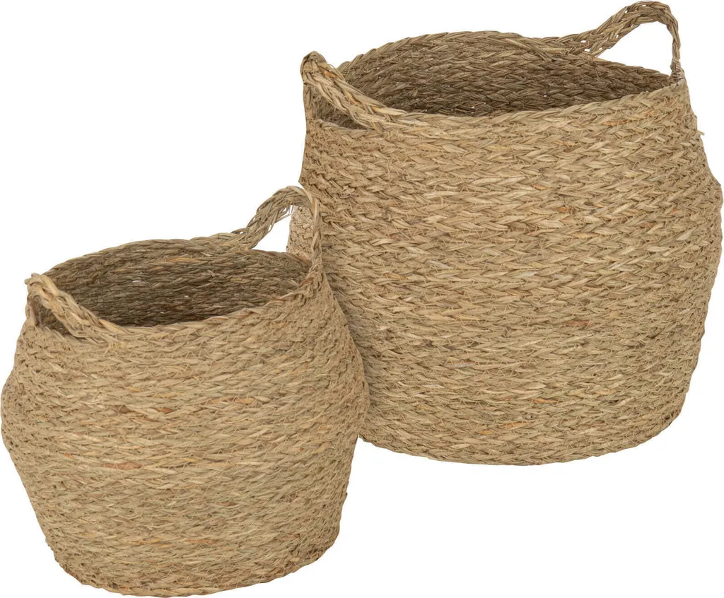 Paniers de rangement Rebecca Mobili Parota 35x35x35 jonc de mer brun SET 2