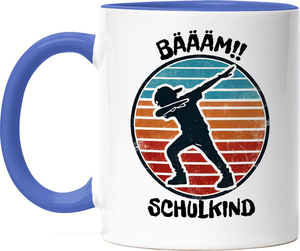 Bääm! Schulkind Tasse Blau Einschulung Geschenk Schulanfang Schule