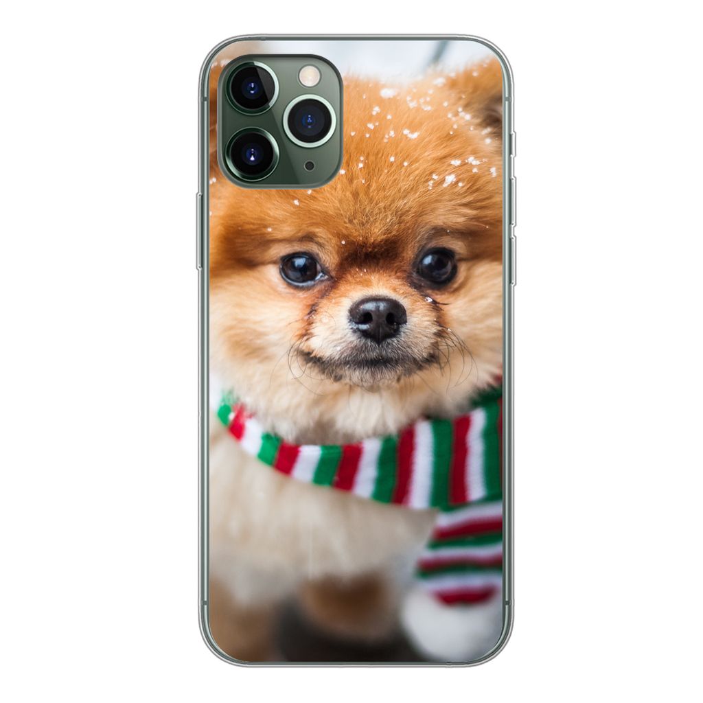 MuchoWow Handyhülle Schutzhülle Hülle für iPhone 11 Pro Hund - Halstuch - Schnee Silikon Softcase Handy Hülle - Handy
