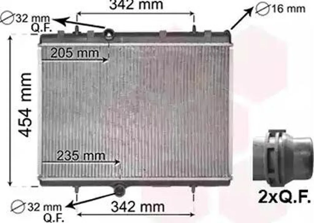 Radiateur moteur en aluminium pour Peugeot 5008 II et Partner Fourgon