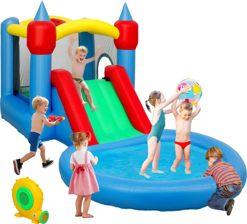 AIYAPLAY Château gonflable 4 en 1 avec toboggan et soufflerie incluse