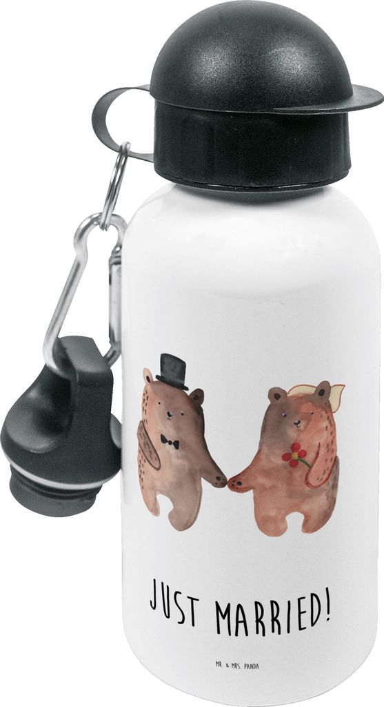 Mr. & Mrs. Panda Trinkflasche Bär Heirat - Weiß - Geschenk, Kindergarten, Sportflasche, Verheiratet Heirate Hochzeit Hochzeitsgeschenk Hochzeitsp...
