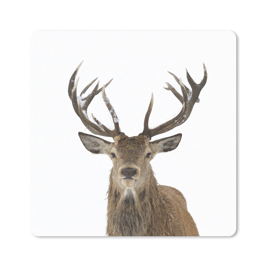 MuchoWow Mauspad Mousepad Hirschgeweih schneeweiß 30x30 cm - Mousepads - Maus Mat - Pad - Mausunterlage - Gaming