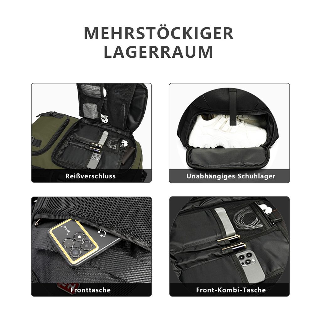 NULSTA Laptop Rucksack 60L, Reiserucksack Handgepäck mit Produktbild 7