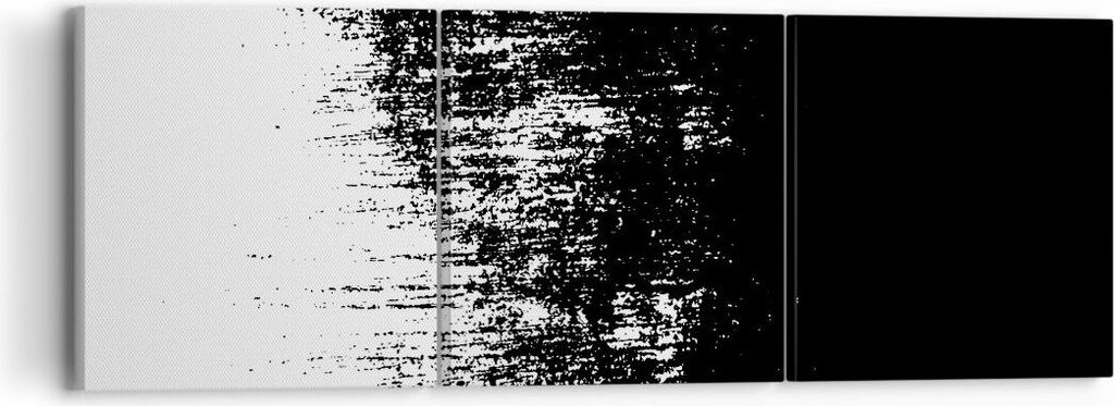 Bild auf Leinwand - Leinwandbild - 3 Teile - Abstraktion dunkel schwarz und weiß - 90x30cm - Wand Bild - Wanddeko - Wandbilder - Leinwanddruck - B...