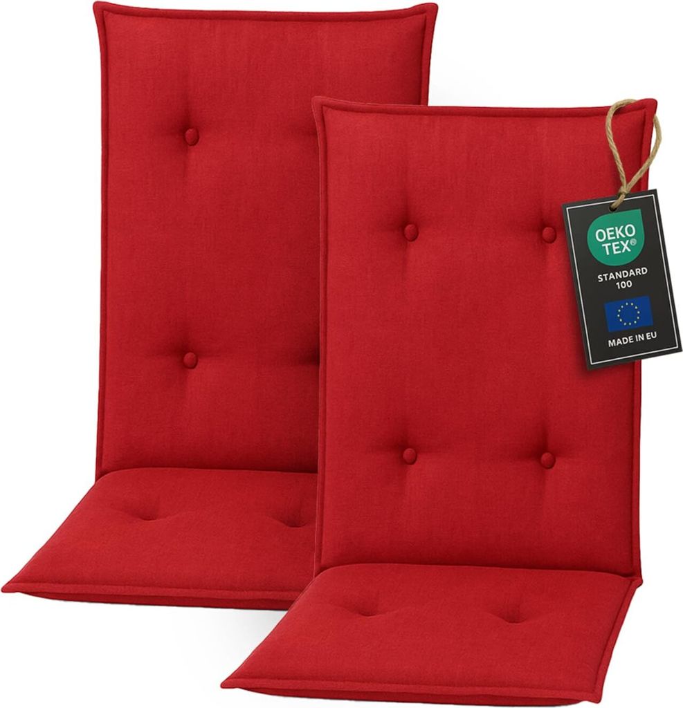 Pillows24 Sitzkissen Stuhl Outdoor - 120x50x8 cm / Rot / Produktbild 