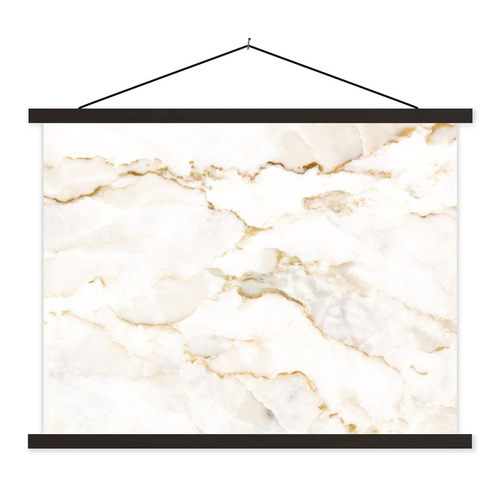 MuchoWow Textilposter Marmor - Limette - Gold - Luxus - Marmoroptik - Weiß 60x45 cm mit schwarzem Rahmen - Poster Schlafzimmer