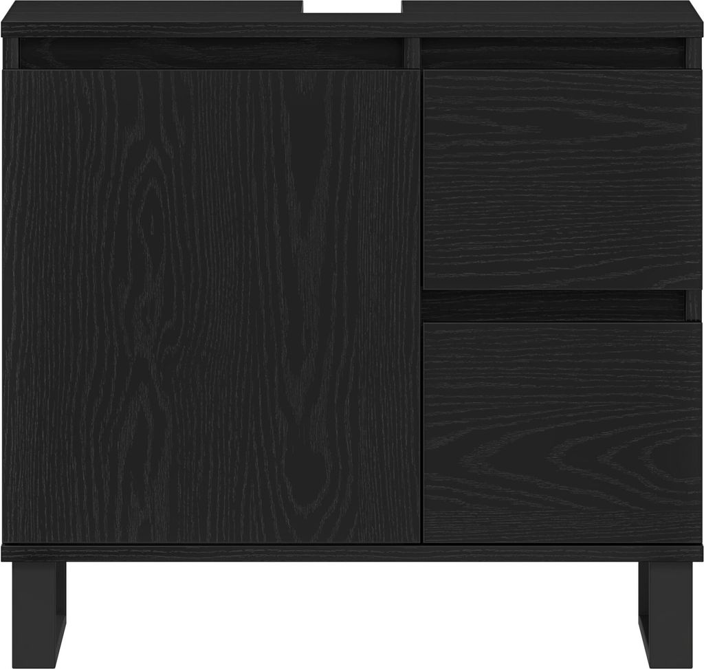 Waschbeckenunterschrank Schwarz Eiche 65x33x60 cm Produktbild 